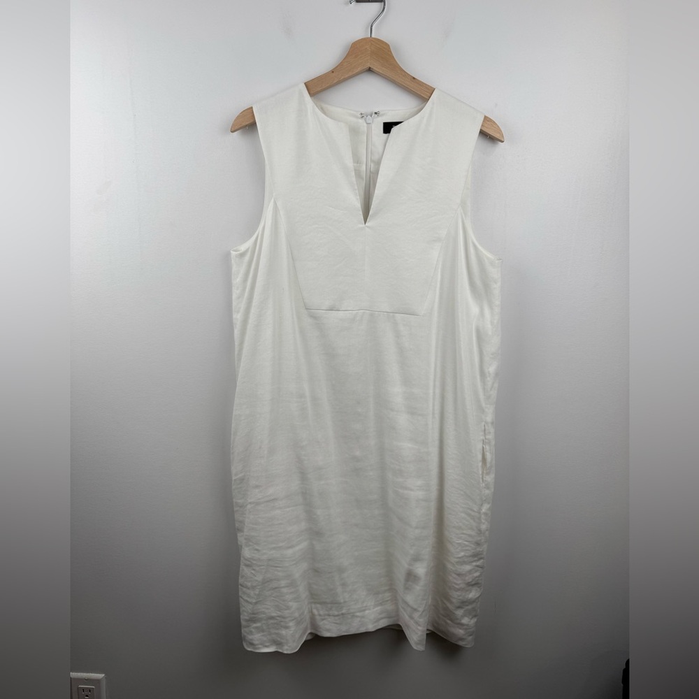 Theory Women Slit Shift White Dress Size 10